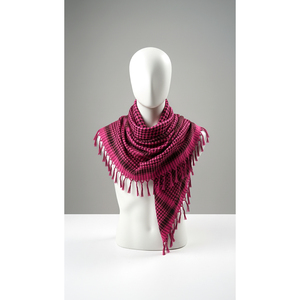 Écharpe châle Keffiyeh en coton noir fuchsia, doux et tissé, 90 x 90 cm, style ethnique, motif uni, pour l'été et l'hiver, personnalisable avec logo - Product Image 3