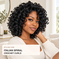 Extensions de cheveux au crochet bouclés à la italienne, 12 pouces, en fibre haute température, boucles spirales, double trame, vente en gros