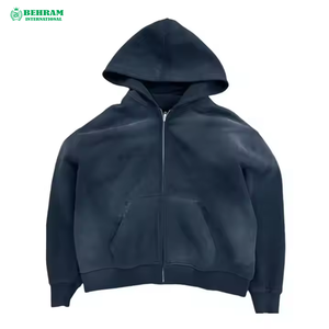Vente en gros de sweats à capuche zippés unis, coupe classique, 500 Distress, avec broderies, patchs et logos, séchage rapide, respirant, 100% - Product Image 5