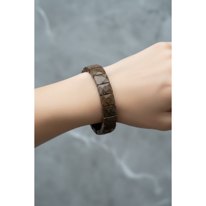 Bracelet en pierre naturelle de bronzite, coupe carrée large - Product Image 4
