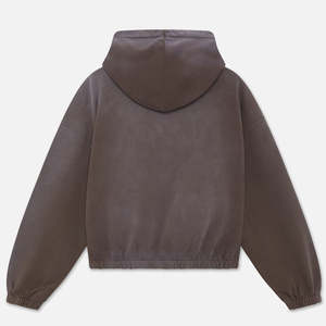 Sweat à capuche oversize épais uni en molleton 100% coton, effet délavé vintage, style streetwear, épaules tombantes - Product Image 2