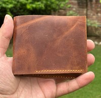 Portefeuille pour homme en cuir de vachette Crazy Horse de luxe Anwar Enterprises, fait main, fermeture ouverte, fonction antivol, tendance