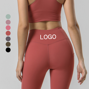 Custom Logo Wear Fitness Activewear Gym for Women <b>Nylon</b> <b>Leggings</b> High Waist Yoga Pants Tummy Control <b>Leggings</b> With Pocket - Product Image 2