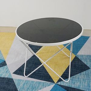 SFBT014-Juego de 4 mesas de sofá de cristal blanco y cuero negro con marco en forma de V, organizador de abrigos para mujer - Product Image 4