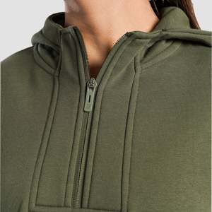 เสื้อฮู้ดซิปครึ่งตัวสำหรับผู้หญิง Arcadia สีเขียวมะกอก ผ้าผสมคอตตอน-โพลีเอสเตอร์ ระบายอากาศได้ดี เหมาะสำหรับยิมนาสติก - Product Image 5
