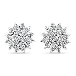 NOVAMART Fine Zarkan Beauty Floral Silver <b>Stud</b> <b>Earrings</b> with Gold Plating Cute Vintage Style Wedding and Engagement Pearl Diamon - Product Image 2