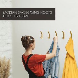 ตะขอแขวนเสื้อโค้ทโลหะทองเหลืองคู่ที่มีสไตล์และแข็งแรงติดผนังสไตล์วินเทจสำหรับประตูแอพพลิเคชั่นแขวนแจ็คเก็ตผ้าขนหนูหมวก - Product Image 6