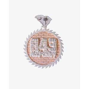 Colgante Circular de Oro de 14K Personalizado 843 con Moissanita VVS de 21.0ctw, Corte Brillante Redondo, Engaste en Bisel - Elegante y Único para Uso Diario Unisex - Product Image 3