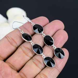 Black Spinel Sterling Silver <b>Stud</b> <b>Earrings</b> Oval Gemstone Handmade Jewelry for Women Elegant <b>Fine</b> Gift Gold Anniversary Party - Product Image 6