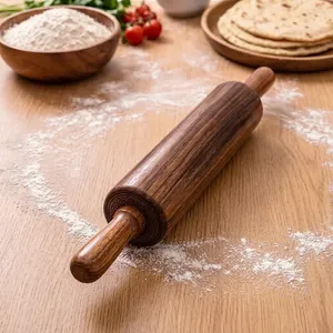 Rodillo de Masa de Madera de Acacia, Redondo, Ecológico, Apto para Lavavajillas, Utensilio de Cocina de Diseño Minimalista para Hornear y Preparar Masa - Product Image 4