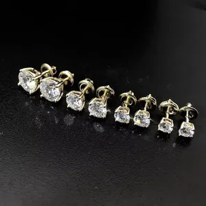 Pendientes de tuerca CITIES de 5 mm y 6.5 mm con diamante de 1 quilate y moissanita VVS de plata de ley 925 para mujer - Product Image 5