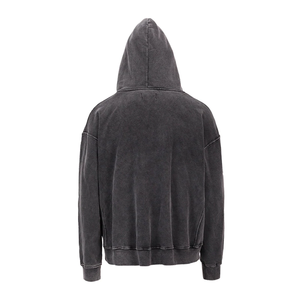 เสื้อฮู้ดแบบสวมหัวมีกระเป๋าลายกรดซีดจางมีฮู้ดแนวสตรีทวินเทจ - Product Image 2