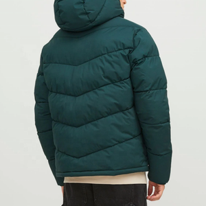 Chaqueta acolchada negra con estampado personalizado OEM para hombre, abrigo de invierno de algodón transpirable con cremallera, informal, a prueba de viento, impermeable, de talla grande - Product Image 2