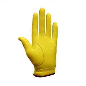 Colores personalizados logotipo personalizado suave transpirable color amarillo Cabretta cuero Golf guante hombres mujeres mano izquierda guante de Golf - Product Image 2