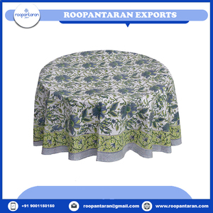 High Quality 100% Cotton Party <b>Tablecloth</b> Hand Block Printed Well Absorbing 20 Sheeting 180 Cms Woven Technique Wholesale - Product Image 4