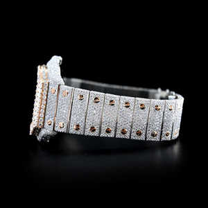 Exportador profesional de lujo pantalla analógica VVS claridad Moissanite Diamante tachonado reloj de acero inoxidable de alta Antigüedad - Product Image 2