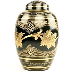 โกศสำหรับผู้ใหญ่ทำจากทองเหลืองสีดำและสีทองรูปทรงโดมทำจากโลหะโกศงานศพ - Product Image 1