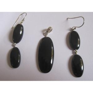 Pendentif de boucle d'oreille en onyx noir et perle d'eau douce serti de bijoux fins plaqués or diamant or rose pour les mariages ou les fêtes - Product Image 1