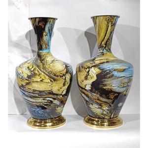 Jarrones de flores de diseño personalizado, acabado esmaltado, suelo decorativo y exhibición de mesa, jarrón de Metal y macetas, decoración de eventos para el hogar - Product Image 3