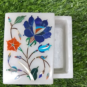 Handmade Gốm Đá Cẩm Thạch hộp đồ trang sức cho Bông tai Lưu trữ hình chữ nhật hình dạng giá thấp bán quý đá <span class=keywords><strong>Inlay</strong></span> làm việc chị của món quà - Product Image 5