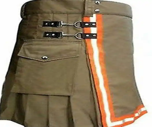 Kilts utilitaires avec lanières en cuir Kilts pour hommes Jupes écossaises hybrides noires en coton et tartan grande taille pour hommes - Product Image 2