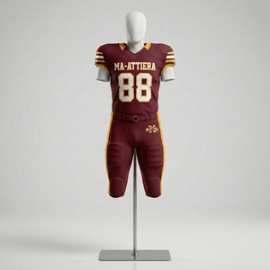Jersey de Fútbol Americano Personalizado para Adultos, Color Borgoña y Dorado, Pantalones Acolchados, Uniforme de Equipo, Número 88, Ropa Deportiva de Alto Rendimiento, Poliéster, OEM - Product Image 3