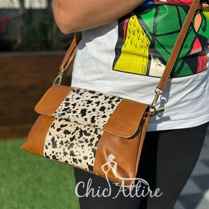 กระเป๋าสะพายพาดลำตัวหนังแท้พิมพ์ลายสัตว์ขนสไตล์ตะวันตกสำหรับผู้หญิงกระเป๋าสะพายข้างสุดหรูสินค้ามาใหม่ - Product Image 1