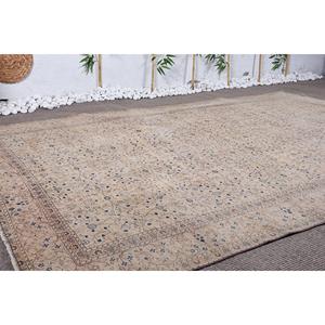 Alfombra Turca Vintage de 6.4x9.4 pies, Alfombra Beige con Diseño de Plantas y Árboles - Product Image 3