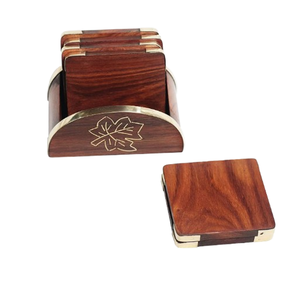 Classic Style Acacia Wood Coaster Coffee Cup Square Shape Acacia Wood Coasters For Drinks Coffee Tea <b>Kitchen</b> <b>Accessory</b> - Product Image 5