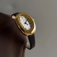 Jam Tangan Gelang Fashion Oval Quartz Mewah Kelas Atas Dial Kecil Niche Light Kulit Paduan Kristal Penunjuk Angka Romawi