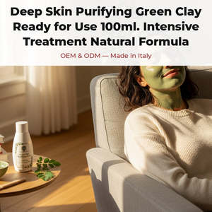 Mascarilla Facial de Arcilla Verde Purificante Profunda de 100 ml Lista para Usar, Tratamiento Intensivo de RedMoringa de Italia, Fórmula Natural OEM para Hombres - Product Image 2