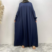 Fabricant pakistanais turquie dubaï modeste Abaya Cardigan 2024 élégant couleur unie doux crêpe ample longue Maxi Abaya femmes robe