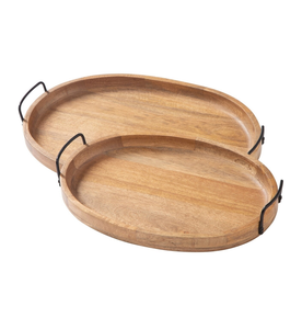 Plateau de rangement en bois personnalisé avec poignée en métal plateau en bois pour accessoires de maison d'excellente qualité - Product Image 2