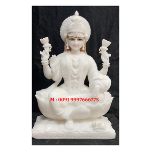Belle statue de la déesse Laxmi Mata en marbre blanc naturel de Makrana, design unique fait à la main, utilisée pour la décoration du festival Diwali et comme cadeau - Product Image 1