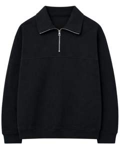Manufacturer Customized <b>Mens</b> Quarter Zip Sweatshirt Solid Black Soft <b>Knit</b> High Collar Winter Casual Pullover OEM Custom - Product Image 1