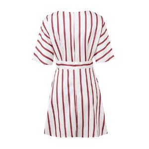 Robe décontractée pour femmes à imprimé floral printemps-été, manches courtes, col en V profond, élégante, ODM - Product Image 3