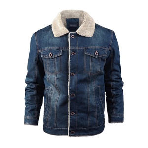 Veste en jean pour homme, automne 2025, décontractée, chaude, à capuche, col montant, bomber, jean, coton, uni, streetwear, manteau - Product Image 3
