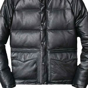 Chaqueta de Cuero Genuino Acolchada Negra para Hombre, Prenda Exterior Elegante con Estilo Único y la Mejor Calidad - Product Image 4