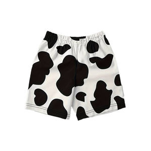 กางเกงขาสั้นฤดูร้อนสำหรับผู้ชายกางเกงขาสั้นลายตาข่ายระบายอากาศพิมพ์ลายวัวแนวไฮสตรีท - Product Image 3