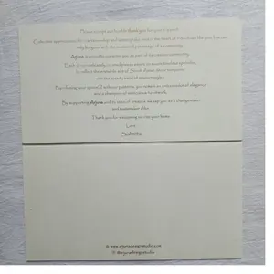 Pantalla de seda impresa a medida, papel hecho a mano, tarjetas de agradecimiento, ideal para uso de pequeños negocios para enviar a los clientes