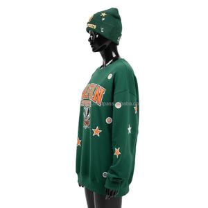 Sweat-shirt oversize pour femme en molleton de coton GSM, doux, chaud, avec logo brodé personnalisé, multicolore, style streetwear, respirant - Product Image 4