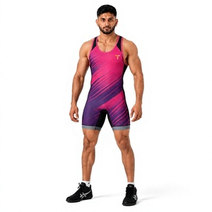 Combinaison de lutte professionnelle en lycra extensible, uniforme athlétique ajusté, séchage rapide, respirant, vêtements de sport pour l'entraînement et la compétition - Product Image 1