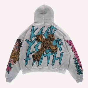 Hip Hop Vintage Pickled Hoodie grueso logotipo personalizado sudaderas con capucha de gran tamaño para hombres moda para hombres Streetwear pulóver de gran tamaño - Product Image 3