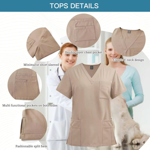 Uniforme Médico Personalizado con Logotipo, Conjunto de Blusa de Manga Corta y Pantalones Deportivos Blancos Transpirables para Mujer, Venta al Por Mayor - Product Image 2