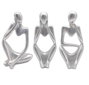 Table Top Penseur Ornements Art Sculpture Et Figures Moderne À La Main En Aluminium Argent Finition Table Décorée Sculpture. - Product Image 1