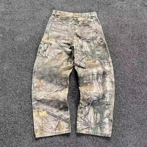 Street Wear Custom Printed Oversize Wide Leg Stone Wash Baggy Cropped Capri <b>Denim</b> Gothic Pants Mid Waist Drawstring <b>Jogger</b> <b>Men</b> - Product Image 6