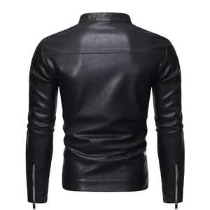 Vente en gros de veste zippée en cuir manteau d'hiver pour hommes veste mode pour hommes col rond ample décontracté devant - Product Image 2