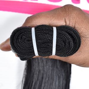 Extensions de cheveux naturels noirs pour femmes indiennes, double trame, vague profonde, cuticules alignées, cheveux bruts du temple, trame mécanique à vendre - Product Image 2