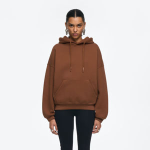 Pulls oversize tendance pour femmes, sweat-shirt chaud en toile, col à capuche, doublure, automne hiver, respirant, badge, grande taille, devant - Product Image 1