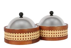 Casserole au design personnalisable avec couvercle en acier inoxydable Chauffe-plats dans une marmite extérieure en bois pour la cuisine Casserole de service - Product Image 4